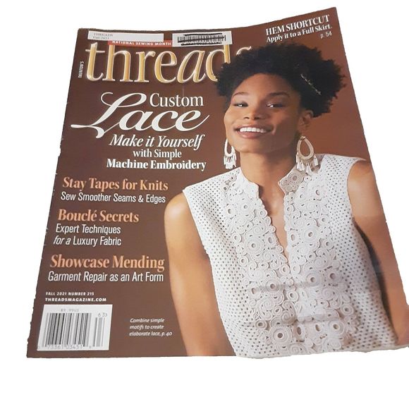 Threads Magazine Custom Lace Make it Yourself Machine embroidery Fall 2021 - Picture 1 of 1